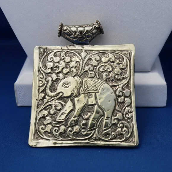 Vintage Nepalese Citrine Druzy and Turquoise Pendant Necklace